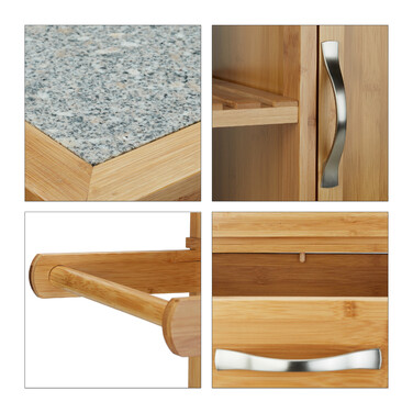 Relaxdays Kitchen Cart with Marble Top