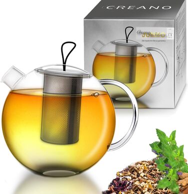 Creano XXL Чайник-Термос Jumbo, 2.0л (1.5л), 3-частинний набір з нержавіючою сталею та скляною кришкою, багатофункціональний дизайн