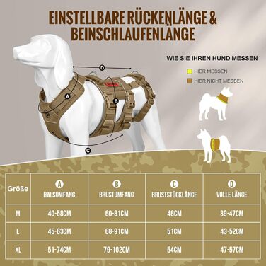 Шлейка для собак OneTigris SKYEWALKER з підтримкою, регульована підтримуюча шлейка з 2 ручками для собак середніх та великих розмірів, XL (M:14-27кг(Обіх:40-58см, Груди:60-81см)), Колір: Коричневий