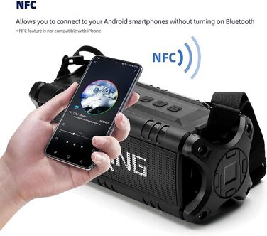 W-KING Портативна Bluetooth Колонка 90W з Глибоким Басом, DSP, 40 годин акумулятора та IPX6 Захистом від Води. Підтримка Powerbank, EQ, AUX та TF-карта. Чорний Колір. Ідеально для кемпінгу, пляжу та саду.