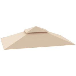 Outsunny Replacement Canopy for Gazebo 1.5 m x 2.4 m - Replacement Canopy Only, Double-Tiered Protective Cover, Water-Resistant Outdoor Canopy, Roof Suitable for Outdoor Grill Tent, Beige | Aosom