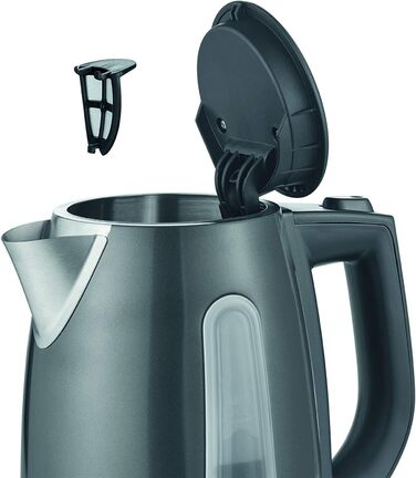 Електричний чайник SEVERIN WK 9540 сірий металік/чорний, 1,0 л, 2200 Вт, Single