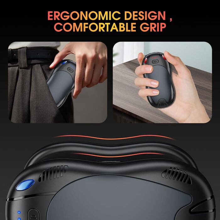 Електричний грілка для рук з акумулятором 10000mAh, 2 шт., з двостороннім нагрівом, USB, 3 режими, для кемпінгу та відпочинку на природі