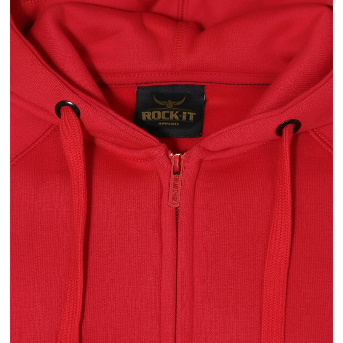 Світшот ROCK-IT з капюшоном Slim Fit для чоловіків, теплий худі на блискавці, ровненький, з флісовою підкладкою, [S-3XL], чорний, червоний, зелений, темно-синій, темно-сірий, сірий (XXL, червоний)