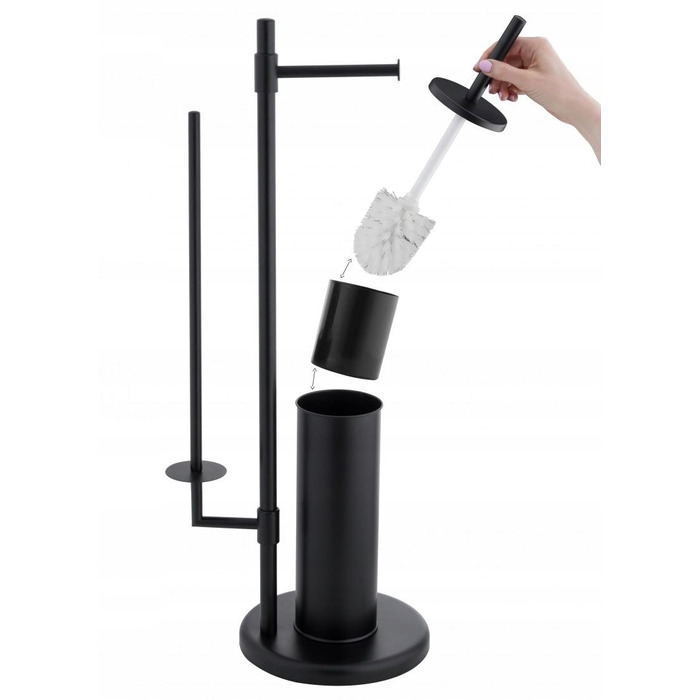 Набір для туалету Yoka Home: тримач для туалетного паперу та йоржик, чорний, стиль лофт