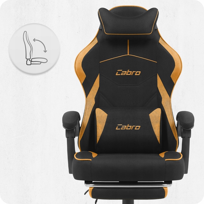 Ігрове крісло Cabro C502, чорно-помаранчеве, тканина, з підножкою