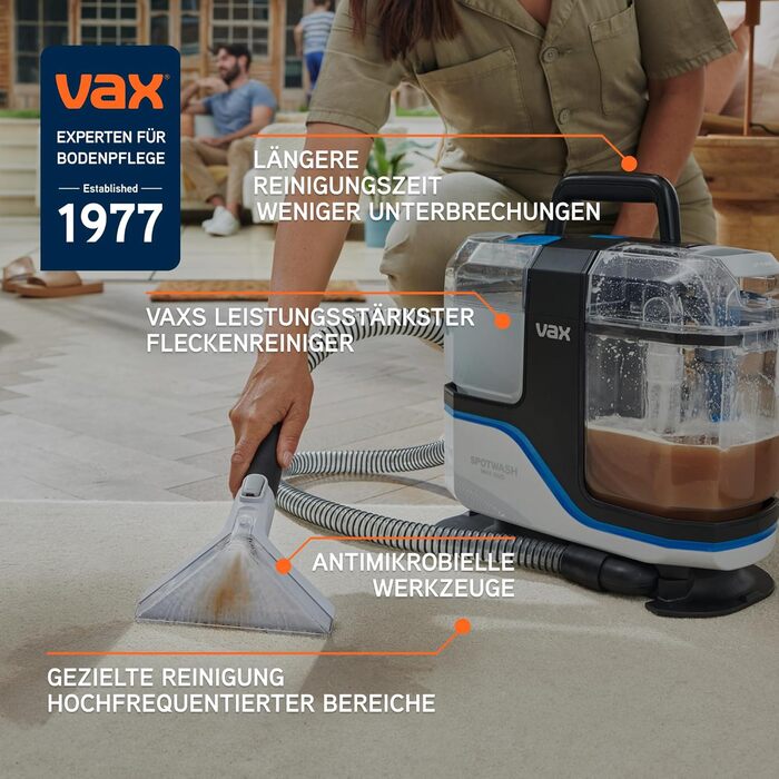 Vax SpotWash Max Pet Edition: Глибокий мийник для килимів та м'яких меблів з технологією SpinScrub, 2.8л, для дому та тварин