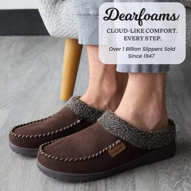 Чоловічі тапочки Dearfoams Brendan - зручні та дихаючі, з піною Memory Foam, широка колодка, колір кава