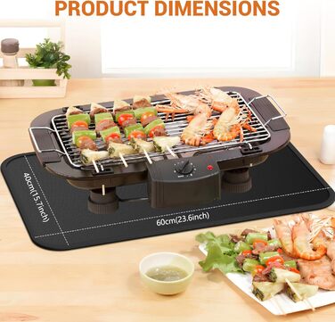 Термостійкий килимок, вогнестійка силіконова підставка для фритюрниці, 60x40 см. Захист від нагріву для кухонних стільниць, плити, мікрохвильових печей та тостерів.