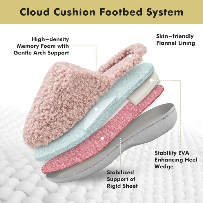 Жіночі тапочки YOLIS Flauschig: м'які, з підтримкою склепіння стопи, з піною Memory, теплі та зручні для дому та вулиці (42/43 EU, Рожевий)