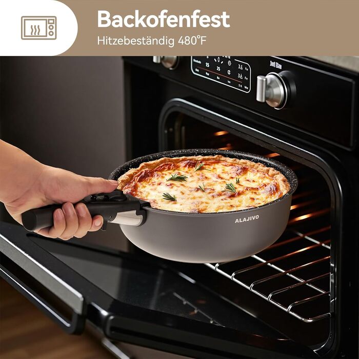 Набір каструль та сковорідок 17 частин з знімним ручками, антипригарне покриття, для всіх типів плит, включаючи індукційні, та духовка, сірий колір