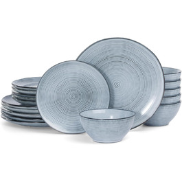 Набір посуду Tempus Serie для 6 осіб (18 предметів), стелітова посуд, реактивна глазур, перламутрово-блакитний