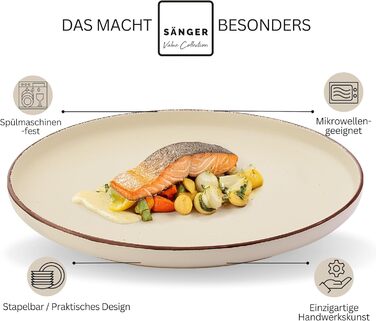 Набір посуду SÄNGER Kombiservice 30 предметів (6 осіб) з кераміки: 6 тарілок для їжі, 6 тарілок для десерту, 6 мисок, 6 тарілок для пасти, 6 чашок до кави. Сучасний набір посуду VALUE COLLECTION (Bombay Beach)