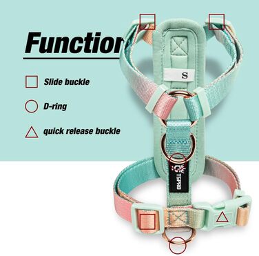 Шлейка для собак середніх порід TSPRO, не тягне, жовто-зелена градієнтна графіка, регульована, з швидкою застібкою, дихаюча та міцна (Розмір 2, обхват шиї 40.6–68.6 см, обхват грудей 40–70 см)