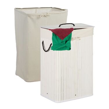 Relaxdays Bamboo Laundry Basket Rectangular