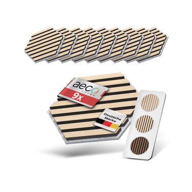 Акустичні гексагональні панелі з натурального горіха та чорного фетру, самоклеючі 3D-панелі для звукоізоляції та декору стін, набір 9 шт (30x26 см)