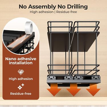 Організатор для спецій Orimade висувний, 3 шт. (2 шт. 8 см, чорний)