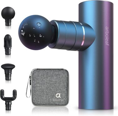 Масажер для м'язів Arboleaf Mini: тиха модель з AI, 4 насадки, USB-C, 3200 обертів, 0.47 кг, сірий колір