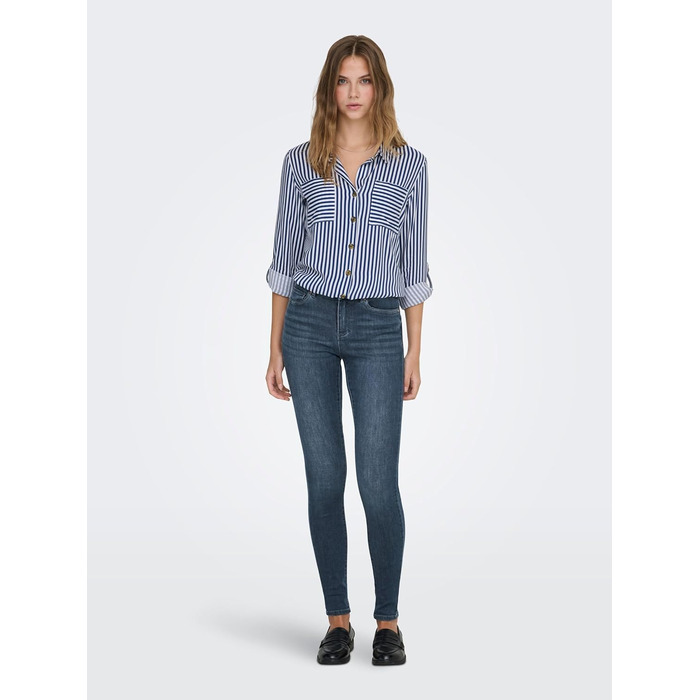 Джинси скінні жіночі ONLY ONLBLUSH, середньої посадки, укорочені, блакитно-чорний денім (XS/30L)