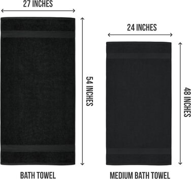 Utopia Towels - 6-Pack medium-sized bath towels made of 100% cotton with hanging loops, 60x120 cm shower towels, soft and absorbent towels (Black)