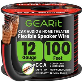Кабель для акустики GearIT 12 AWG, 30м (100 футів), чорний – для домашнього кінотеатру та авто