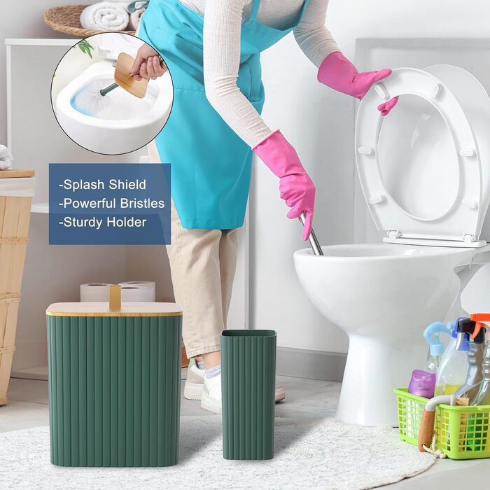 Набір для ванної кімнати Z ZONAMA 24 предмети: душовий завіс, килимок, сміттєве відро, тримач для унітазу, дозатор мила. Стильний набір для дому та квартири. Колір: зелений