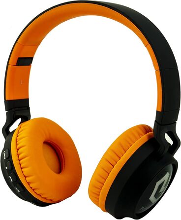 Дитячі навушники PowerLocus Bluetooth Over-Ear з LED-підсвіткою та обмеженням гучності 85dB. Бездротові та провідні, з мікрофоном для телефону, планшета, ПК, ТВ (Помаранчеві)