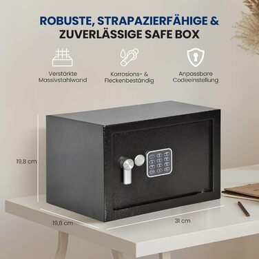 Меблевий сейф SereneLife Tresor 6.3L для дому, офісу, грошей та цінностей з цифровим кодом та ключем