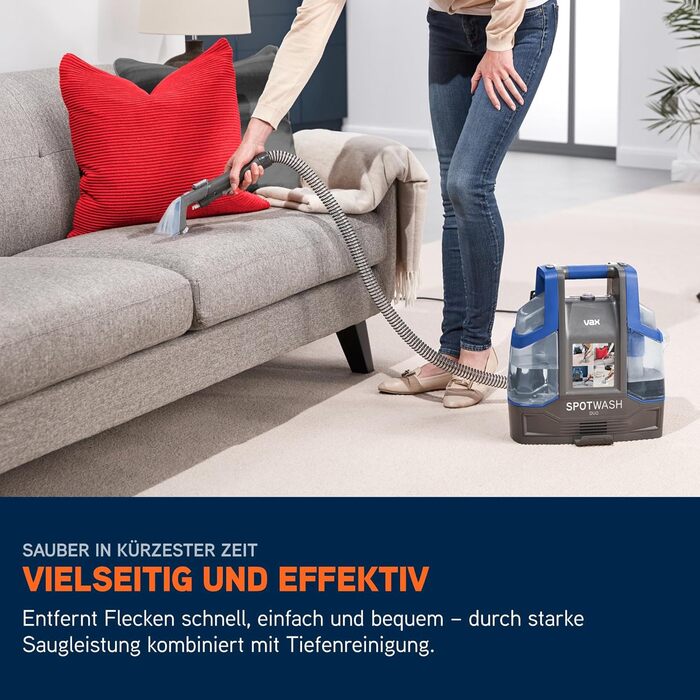 Портативний відпарювач для килимів та м'яких меблів Vax SpotWash Duo з насадкою для тварин, аксесуари для щоденного прибирання, насадки для різних поверхонь та розчин Spotwash Duo EU