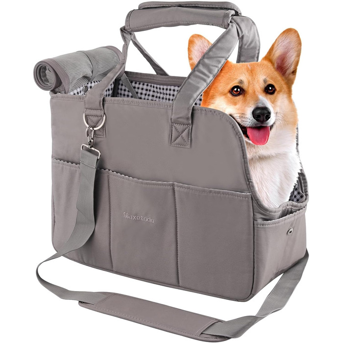 Складана переносна переносна коробка для собак та котів - переносна собача коробка/сумка для транспортування до 4 кг собак та 5 кг котів для подорожей та авто | Сірий 40x16x32 см, сірий L 16 x B 32 x H 40 см