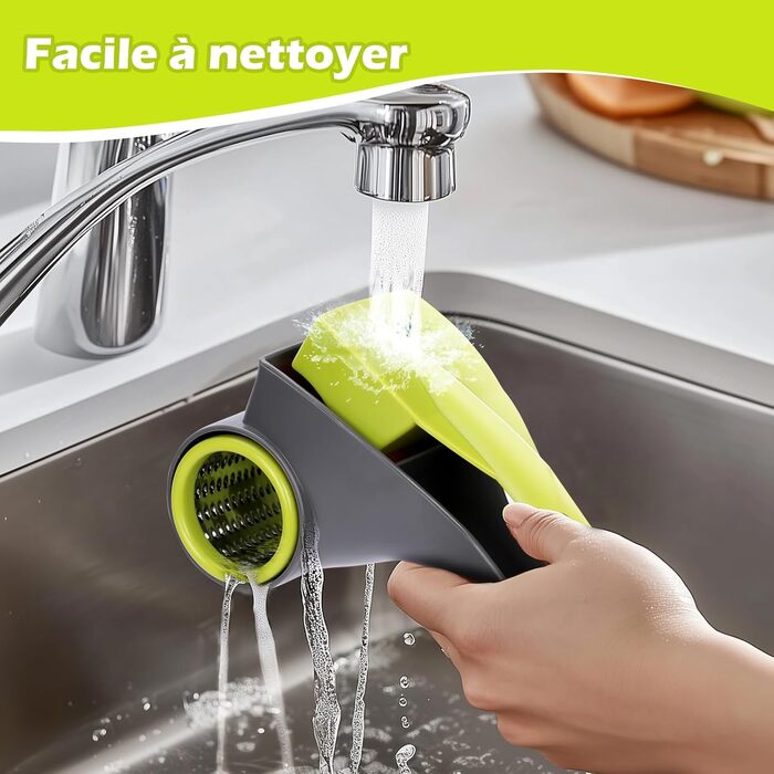 Ручна тертка для овочів 3-в-1 з нержавіючої сталі, Mandoline, терка для сиру з ручкою та 3 змінні леза, для салату, горіхів, фруктів, піци, зелені (терка для сиру сірого кольору)