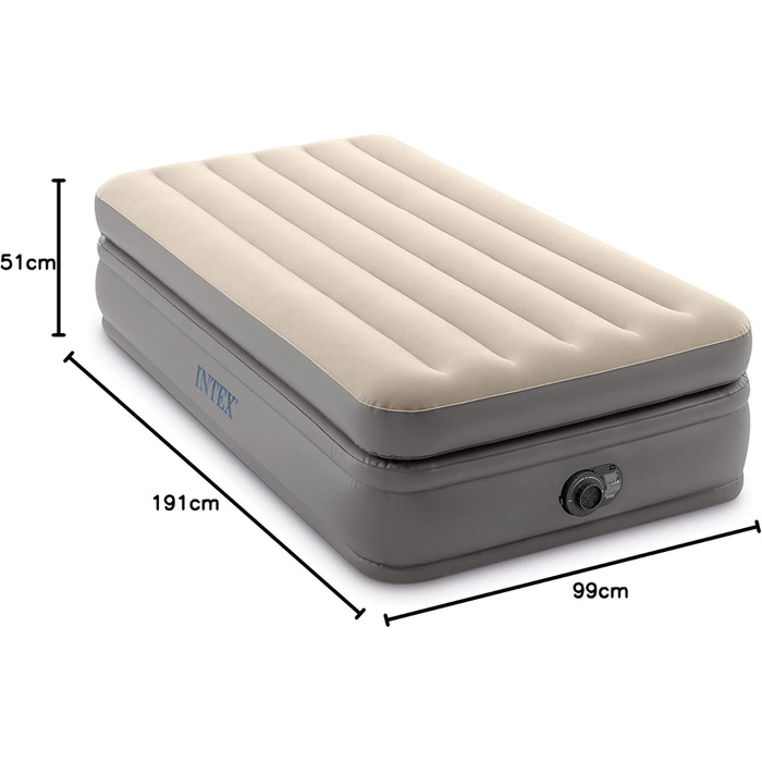 Надувний матрац Intex Twin Comfort Fiber-Tech RP 99x191x51 см (64162) - односпальний, підвищеної висоти