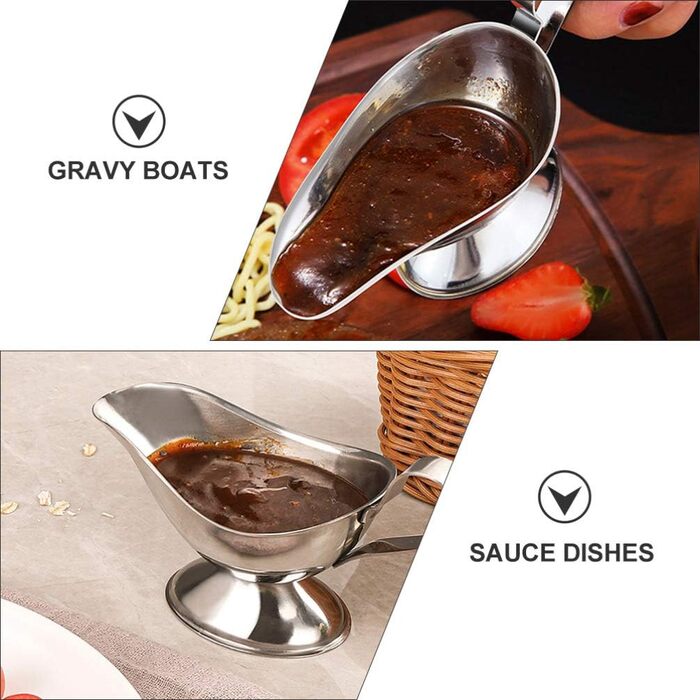 UPKOCH 3-Piece Stainless Steel Saucepan, Sauce Dish, Sauce Bowl, Sauce Pot, Sauce Jug, Small Milk Jug, Dessert Bowl, Sauce Bowl for Roasts, Juices, and Sauces