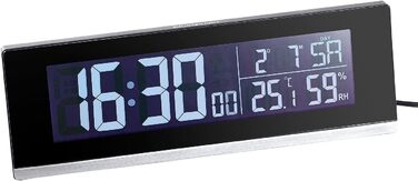 Infactory Table Clock with Thermometer: Table Radio Alarm Clock with Thermometer, Hygrometer, and USB Charging Port, 2A (Table Radio Clock, Digital Table Clock, Apple iPhone Charging Cable)