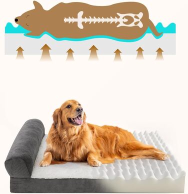 Ортопедичне ліжко для собак Growaystory - зручне собаче ліжко-софа з ергономічним пінополіуретаном, 105x65x25 см