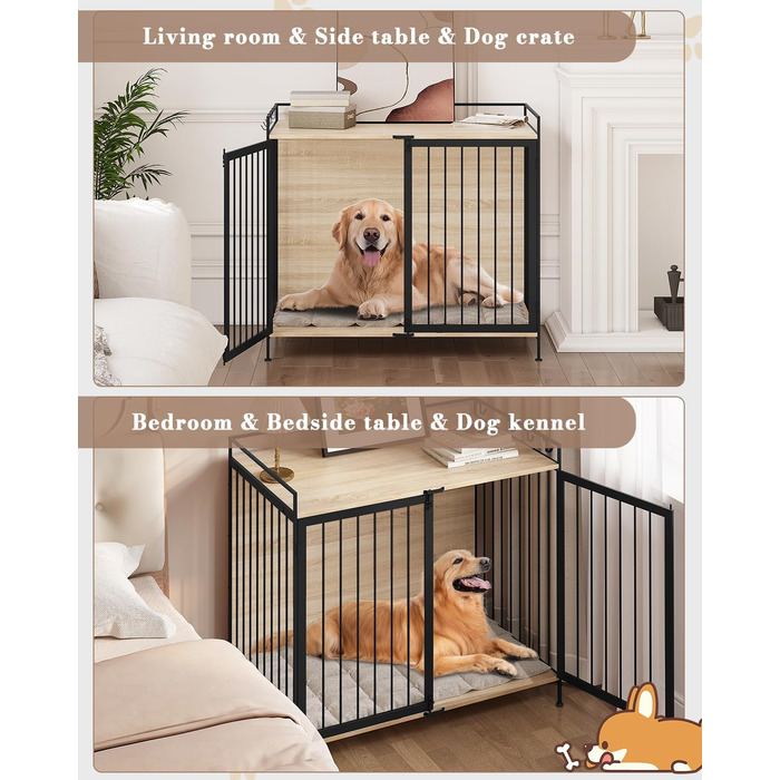 Клітка для собак EUGAD з дерева, переносна будовушка для дому, XXL, для малих/середніх собак, 104x92x60 см, міцна