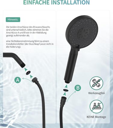 Душова лійка SR SUN RISE з фільтром, шланг та картриджі, 9 режимів, високий тиск, для жорсткої води, видаляє хлор, важкі метали, бактерії, чорний колір