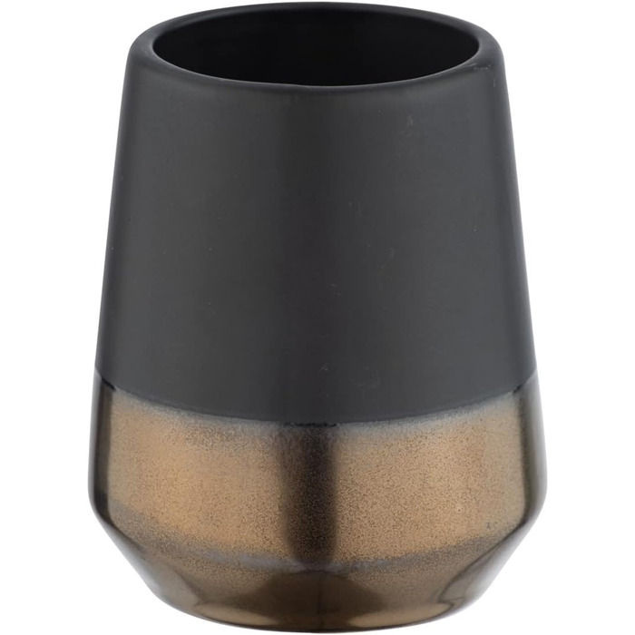 Дозатор для рідкого мила та лосьйону WENKO Brandol, кераміка, 450 мл, 9.8 x 14.1 x 9.8 см, чорний, з підстаканником