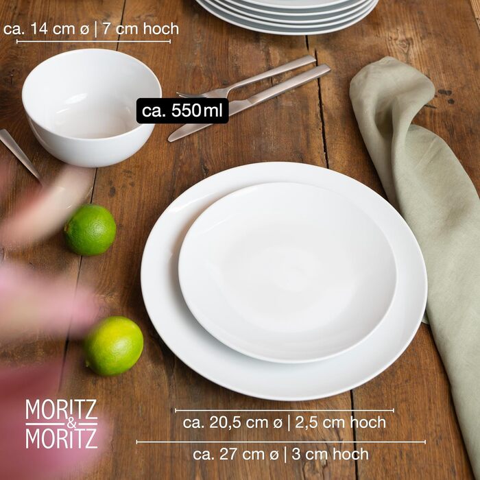 Набір кавових чашок Moritz & Moritz BASIC (6 шт.) - 300 мл, порцеляна, білий колір