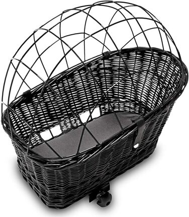 Корзина для велосипеда Tigana для собак, 60x39 см, чорна, з прутів, для багажника (S-S), (XXL + подушка/дерево/вкладка G1)