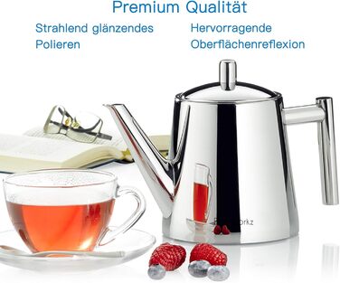 Easyworkz Teapot with infuser insert 1500ml Stainless Steel, Tea Maker for all fruits, herbs and infusion teas