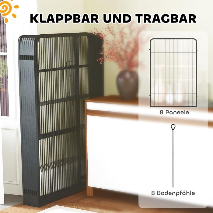 Клітка-вольєр для собак PawHut: 8 секцій, 68x100 см, для внутрішнього та зовнішнього використання