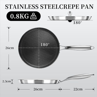 Сковорода для млинців Innerwell Profi 26 см з нержавіючої сталі з антипригарним покриттям для індукційних плит