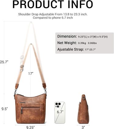 Сумка жіноча крос-боді Shrrie з екошкіри, коричнева двоколірна, з ременем для подорожей