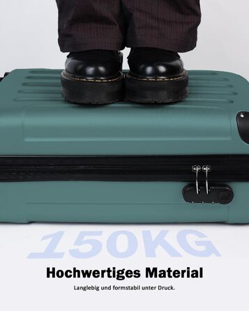 Набір валіз Boleedy 3шт (55/66/76 см), Trolley, жорсткий корпус, 360° обертання, тихі колеса, телескопічна ручка, темно-зелений