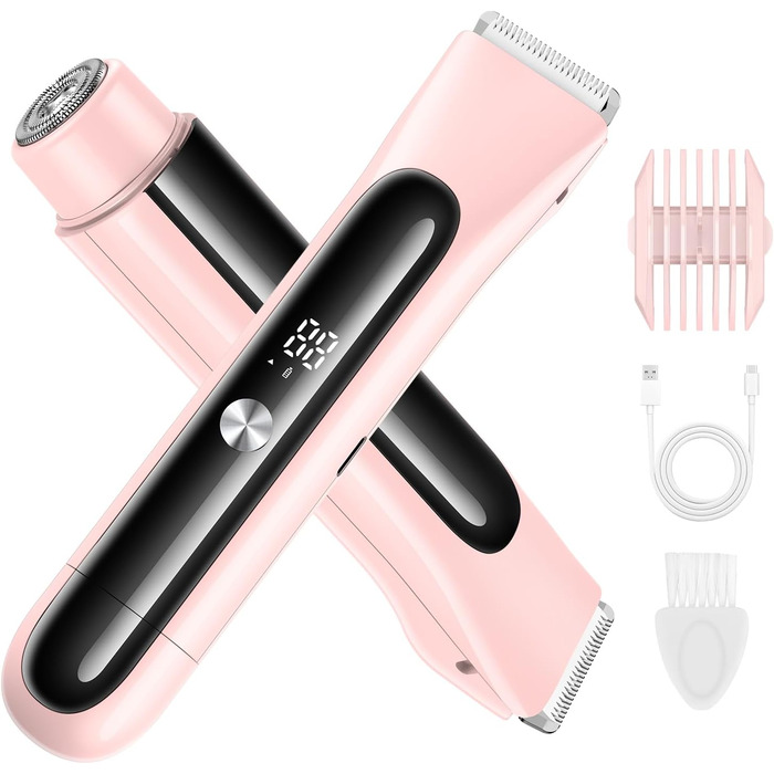 Електричний жіночий триммер для бікіні 2-в-1 з LED дисплеєм, Rose