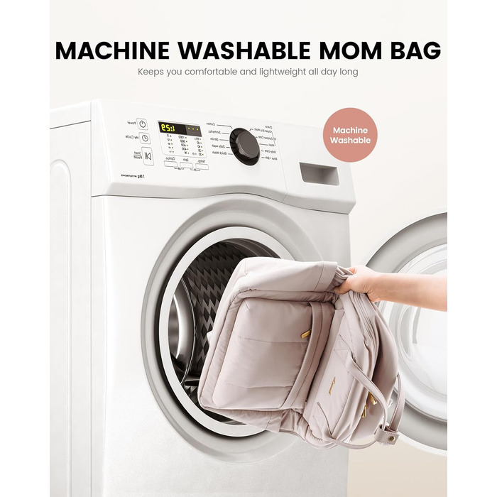 LOVEVOOK Рюкзак-переноска для мами та тата, рюкзак для підгузників з пеленальною підкладкою, сумісний з візком, великий, для подорожей, бежевий