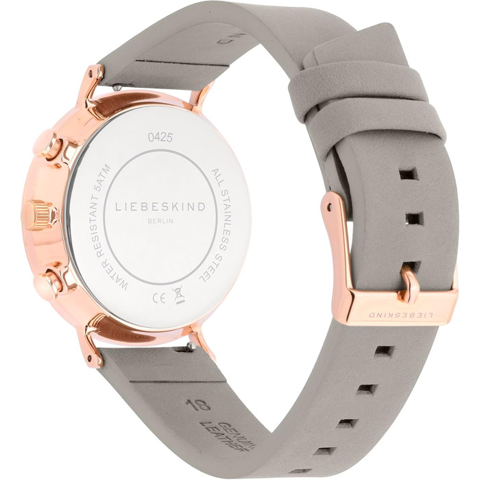 Годинник Liebeskind Berlin для жінок – круглі багатофункціональні годинники 38 мм – браслет із нержавіючої сталі або шкіри – водонепроникність 5ATM. Елегантний дизайн (Бежевий)