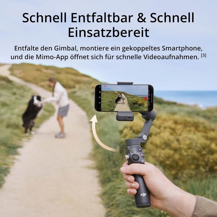 Стабілізатор DJI Osmo Mobile 7P + Mic Mini TX (Polarweiß) – Gimbal для iPhone/Android з мікрофоном, інтегрований штатив та подовжувач, 3-осьова стабілізація