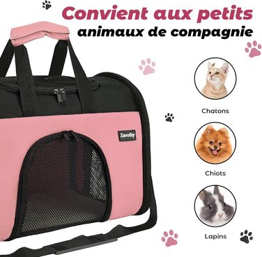 Транспортна сумка для котів та собак Zavothy, дихаюча та легка, з регульованим плечовим ременем, знімний м'який матрац (Рожевий, S)